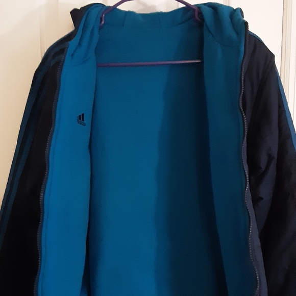 Adidas Vintage Woman's Reversable Coat Jacket Blue Size M  E.U.C - Picture 3 of 7